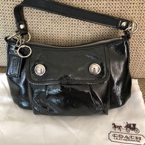 Coach Poppy Black Patent Leather Shoulder Bag